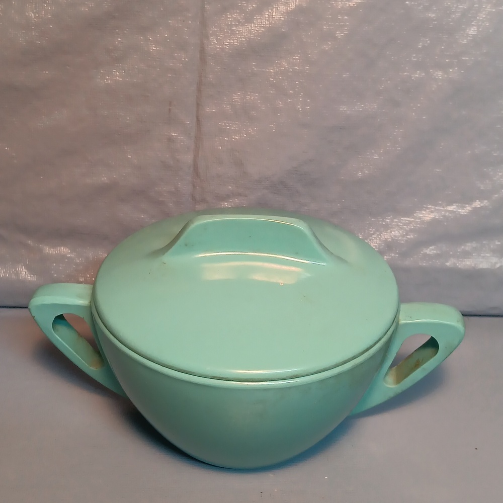 Vintage Prolon Ware Aqua Turquoise Sugar Bowl With Lid Midcentury Mod Boho
